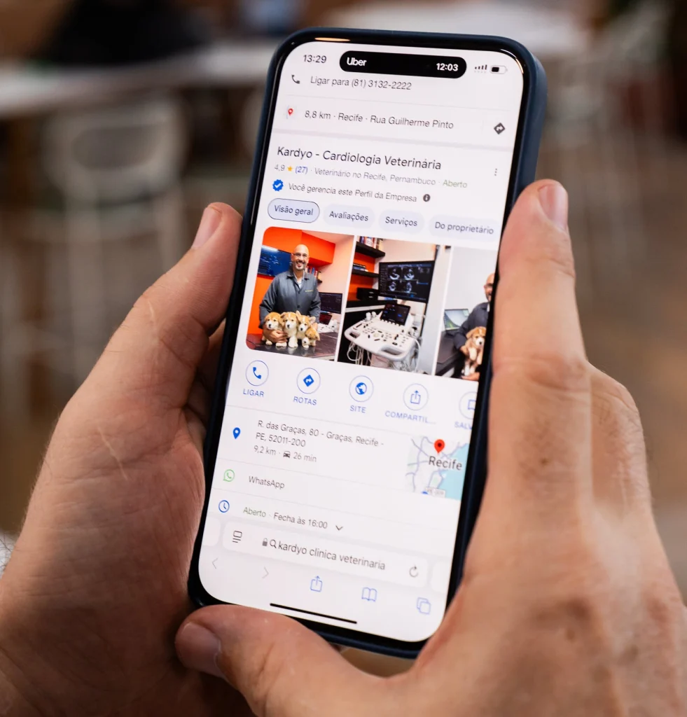 Perfil da Empresa no Google Otimizado da Clínica Kardyo Cardiologia Veterinária no Recife