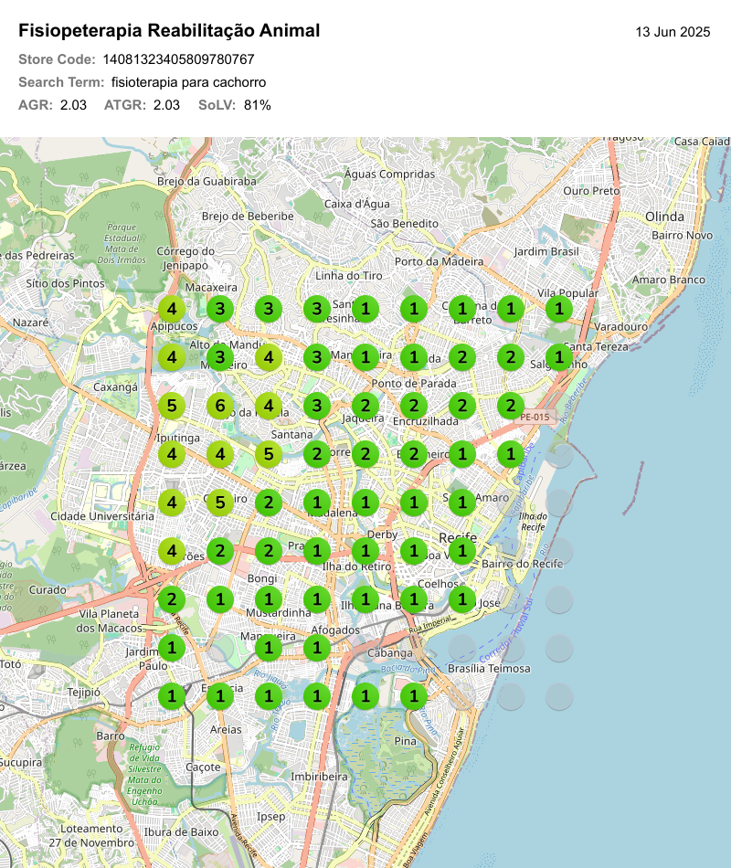 Posicionamento do Perfil da Empresa no Google da Dra Katarina Fontes da FisioPETerapia no Recife para a palavra-chave fisioterapia para cachorro.